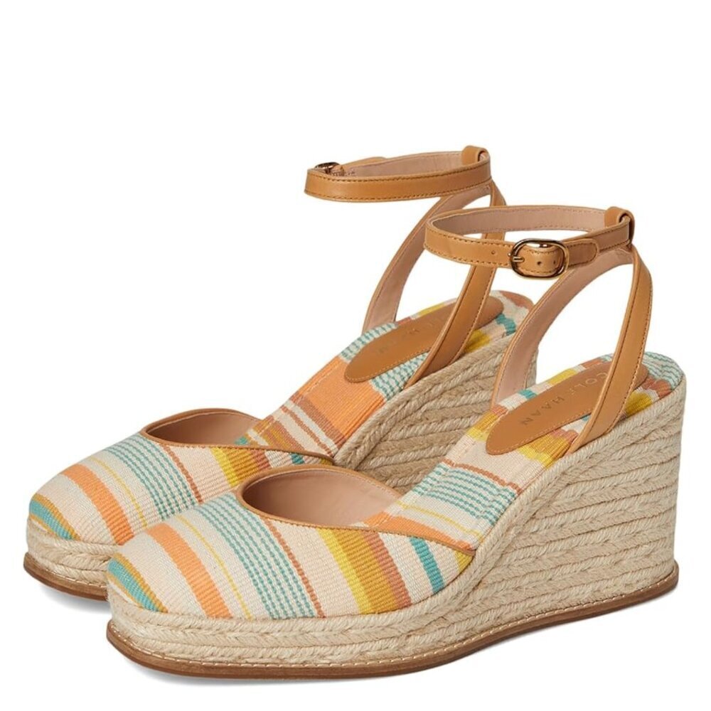 NEW Cole Haan Kyra Cloudfeel Striped Espadrille Wedges Sz. 9.5